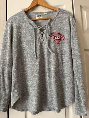 American Eagle Outfitters TailgateGray Lace-Up Sweatshirt with Red Columbus 614